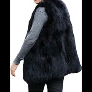 Miss London Black Faux Fur Vest, size X-Large